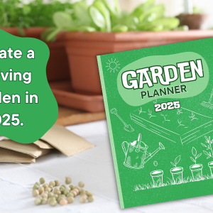 garden planner on tableswith seeds