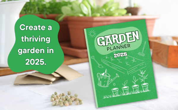 garden planner on tableswith seeds